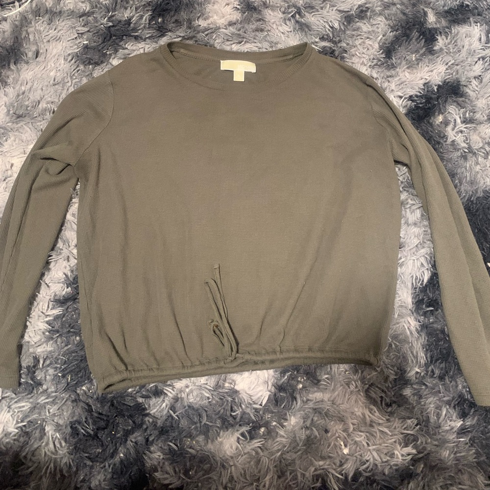 Olive green long sleeve Michael Kors with gold beads on ties size XL